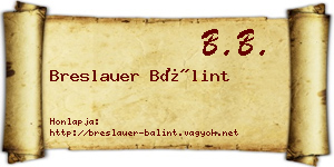 Breslauer Bálint névjegykártya